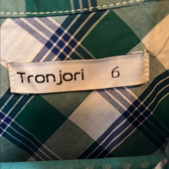 Kids Green and White Plaid Button-Down Shirt - Picture 2 of 4